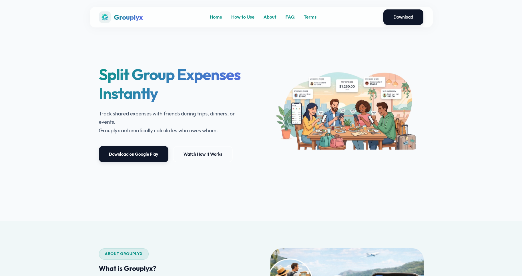 Grouplyx: Multi-Currency Group Expense & Debt Settlement Suite interactive interface